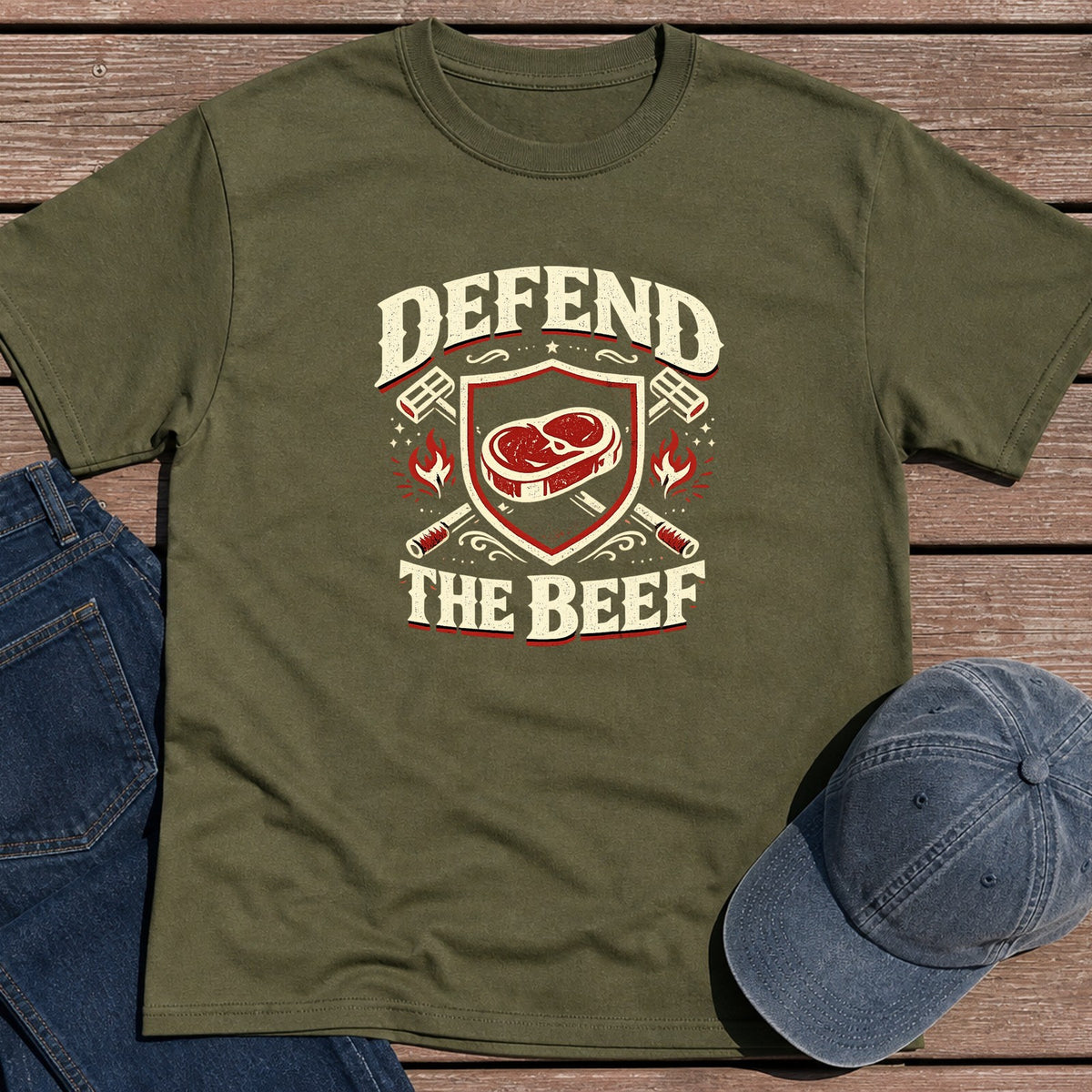 Defend the Beef T-Shirt - Military Green