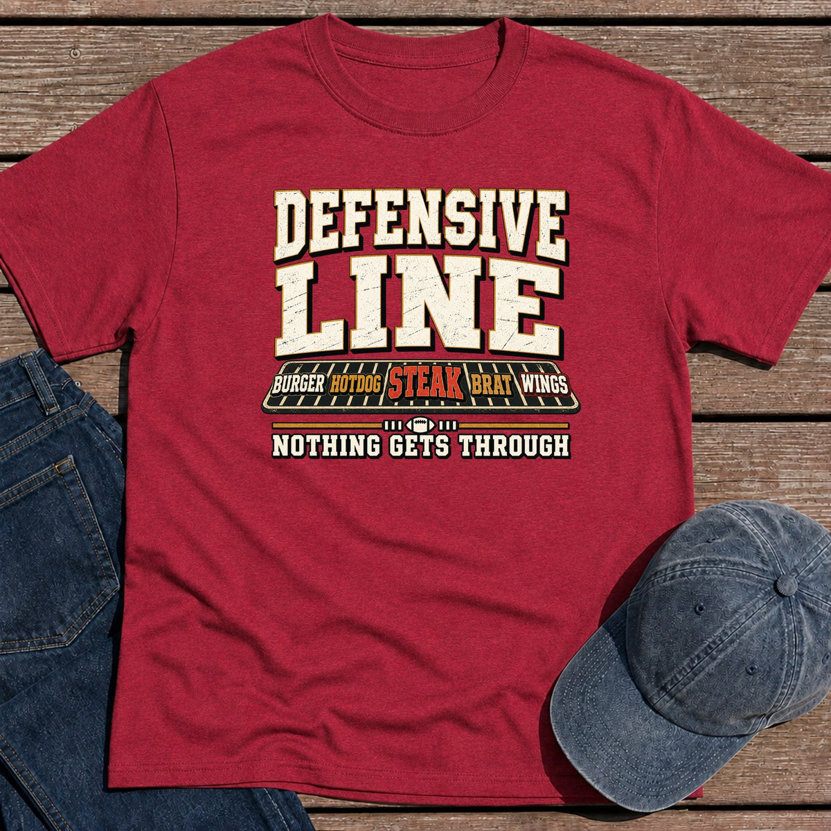 Defensive Line T-Shirt - Antique Cherry Red
