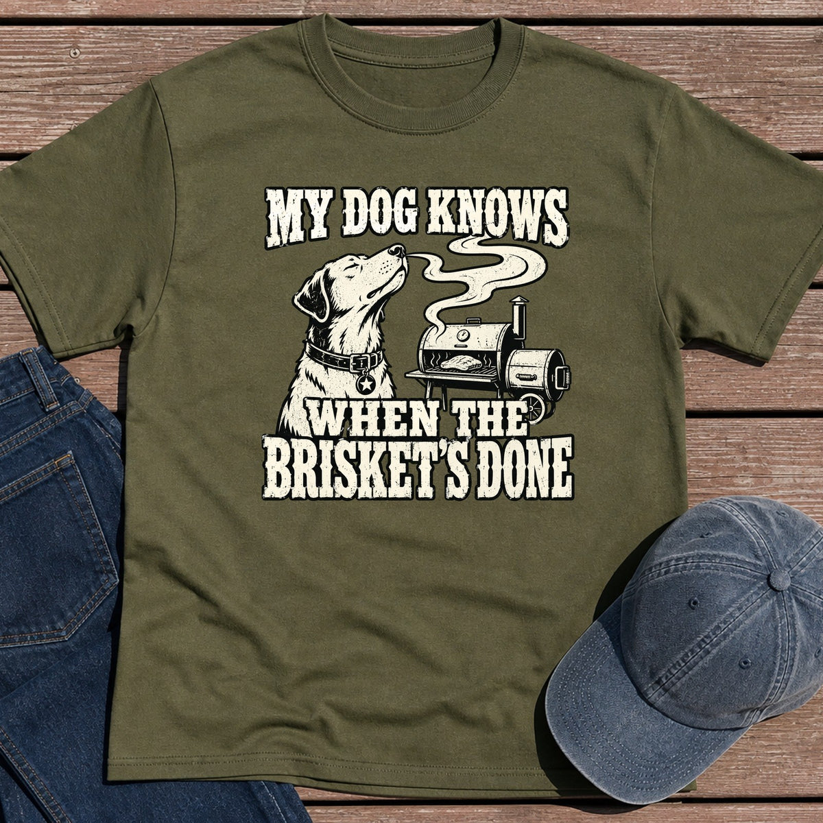 Dog Knows T-Shirt - Military Green