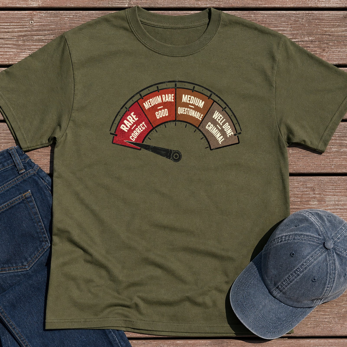 Doneness Meter T-Shirt - Military Green