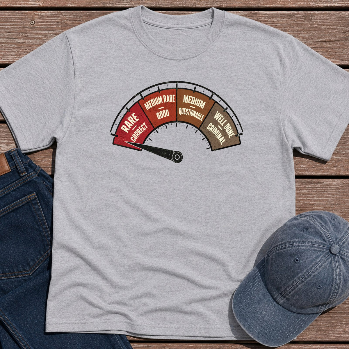 Doneness Meter T-Shirt - Sport Grey
