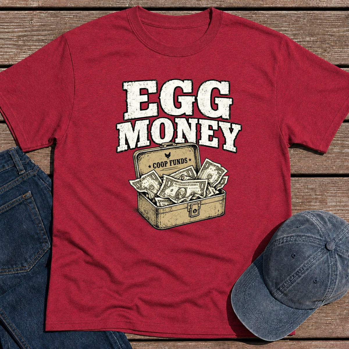 Egg Money T-Shirt - Antique Cherry Red