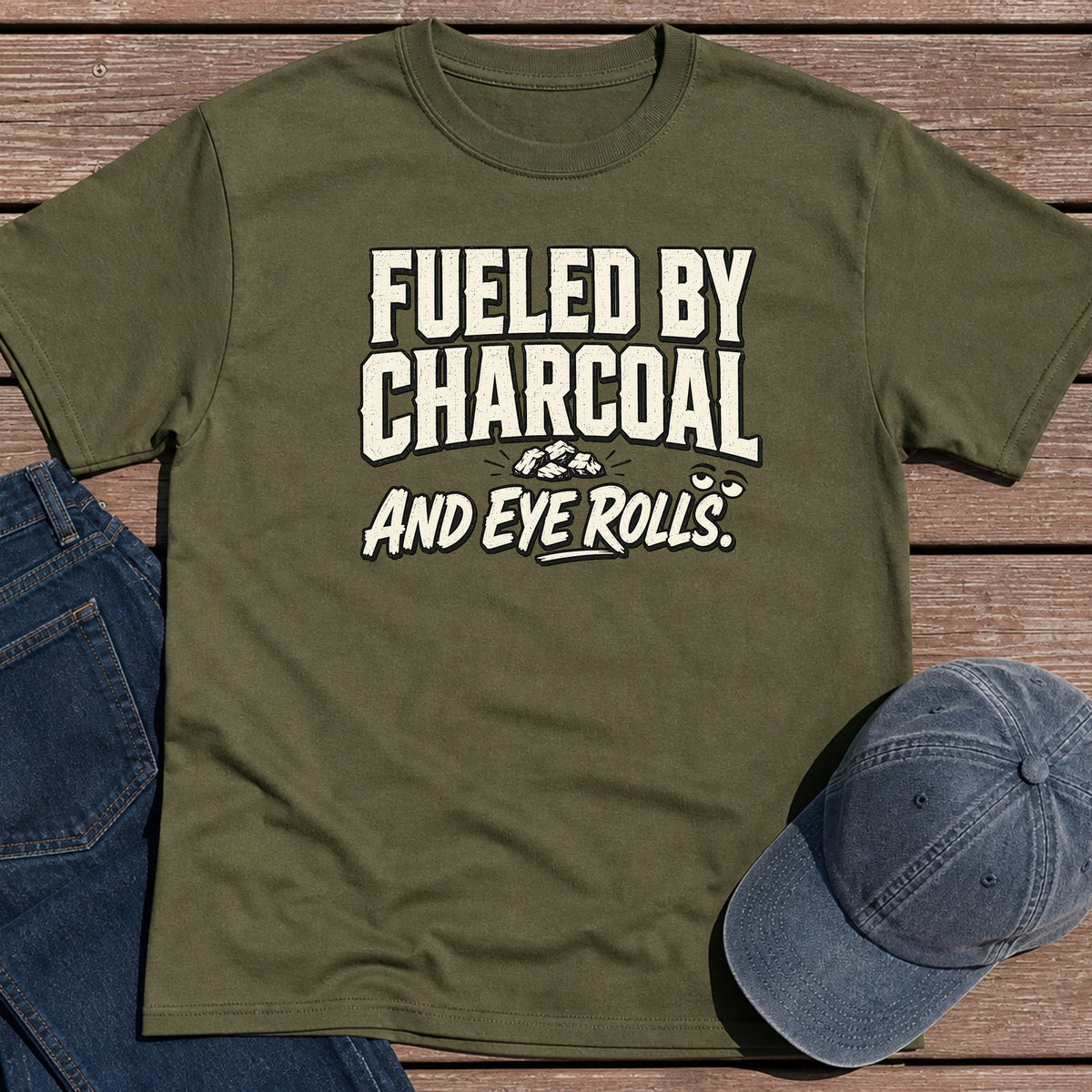 Eye Rolls T-Shirt - Military Green