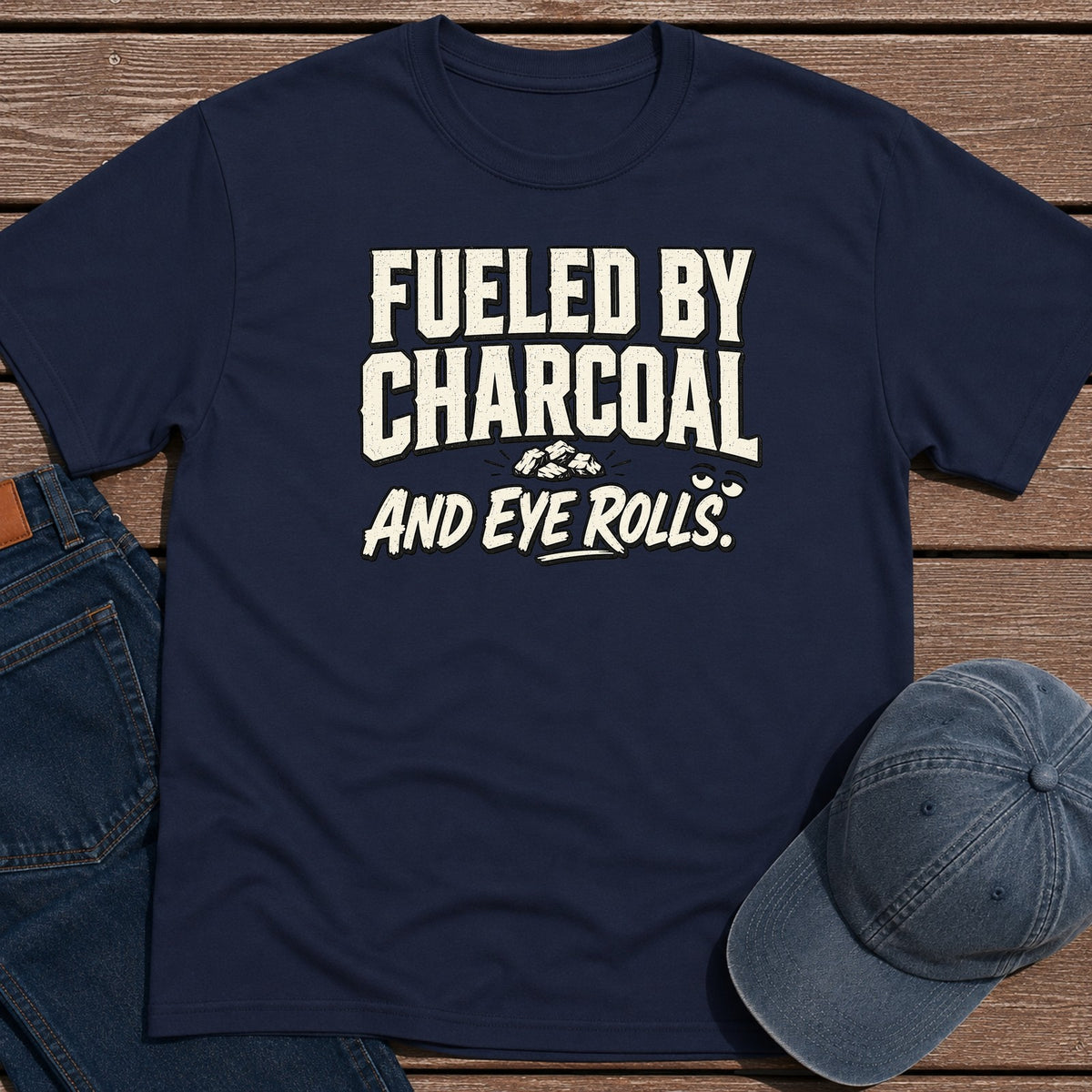 Eye Rolls T-Shirt - Navy
