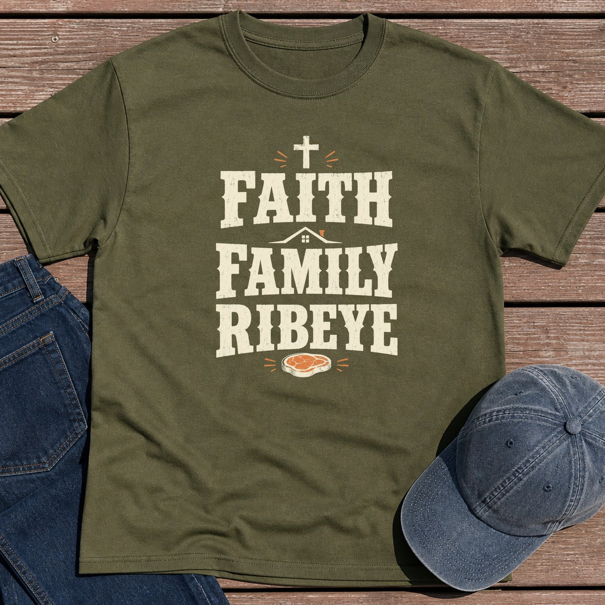 Faith Family T-Shirt - Military Green