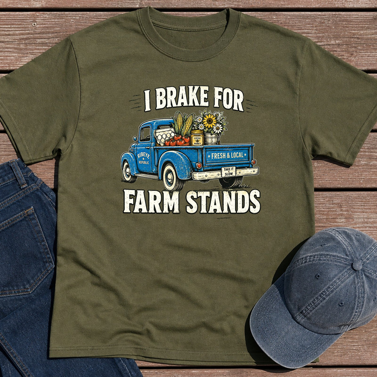 Farm Stands T-Shirt - Military Green
