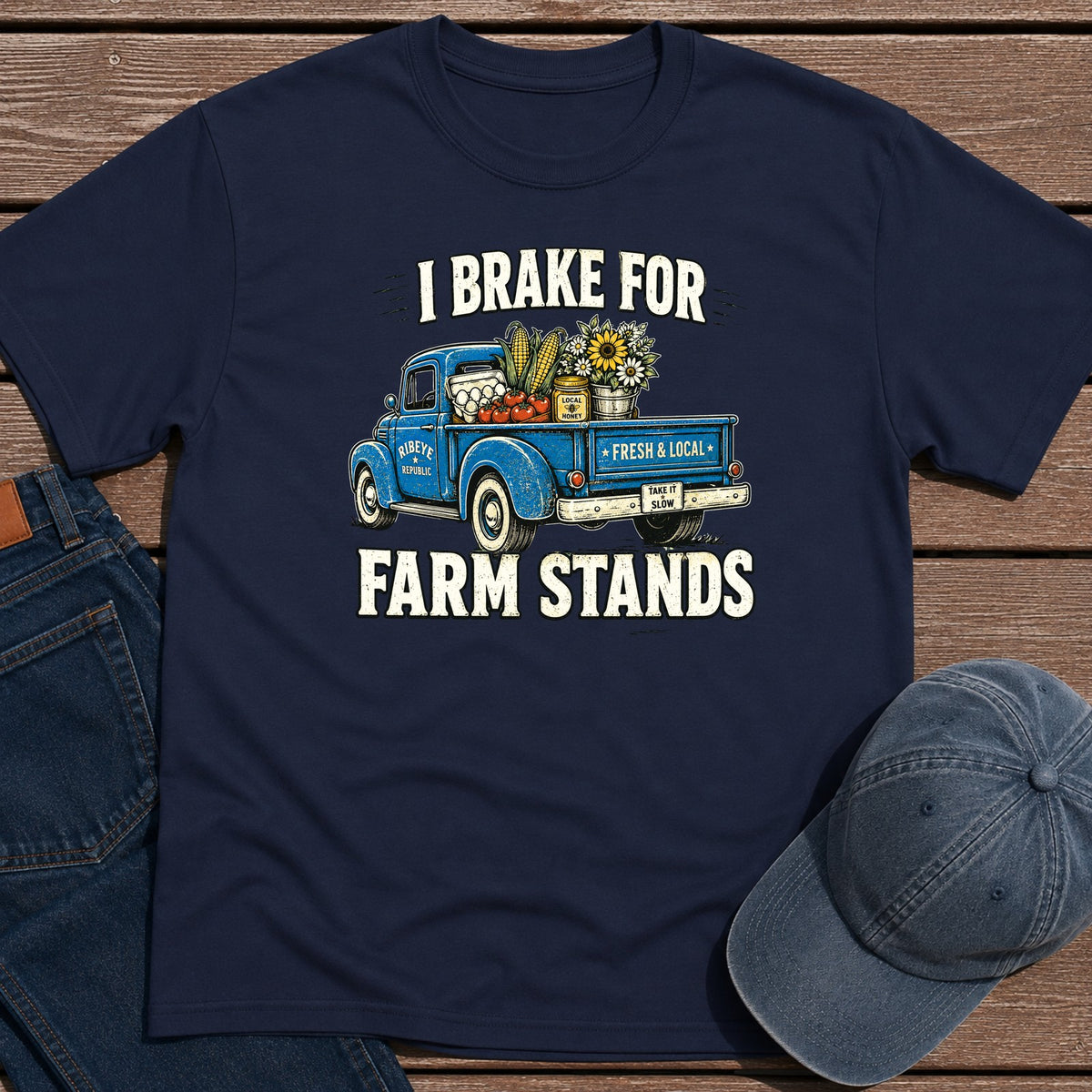 Farm Stands T-Shirt - Navy