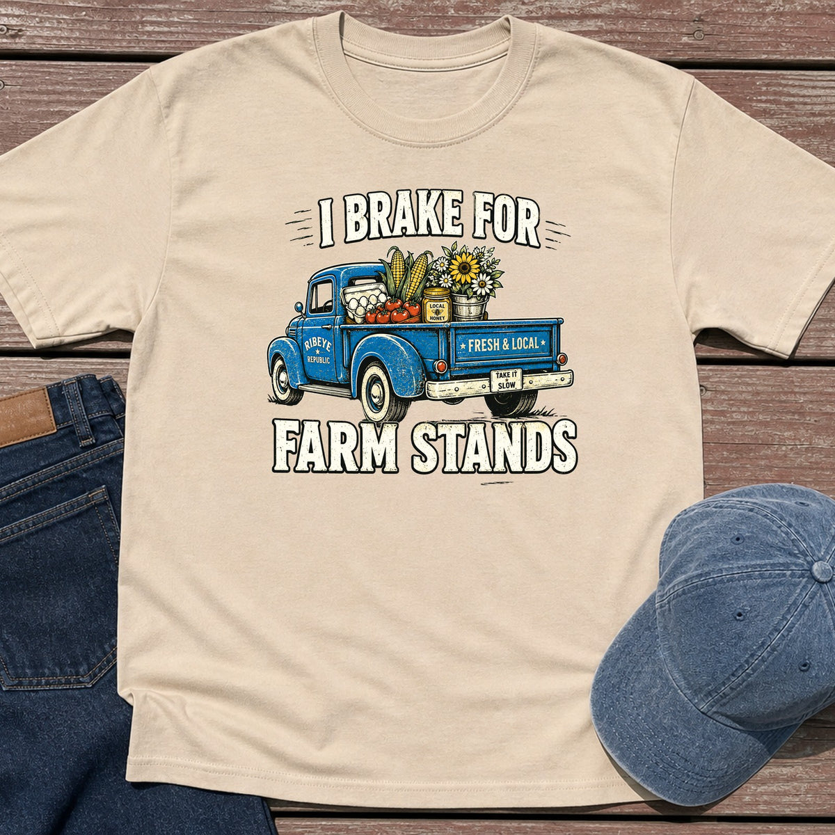 Farm Stands T-Shirt - Sand
