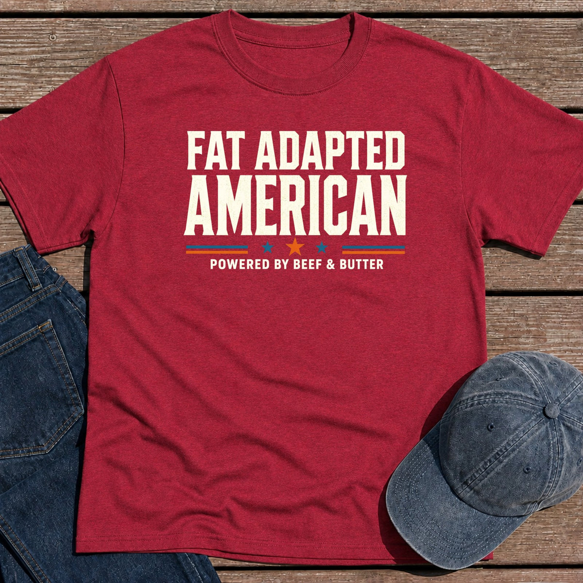 Fat Adapted Am T-Shirt - Antique Cherry Red