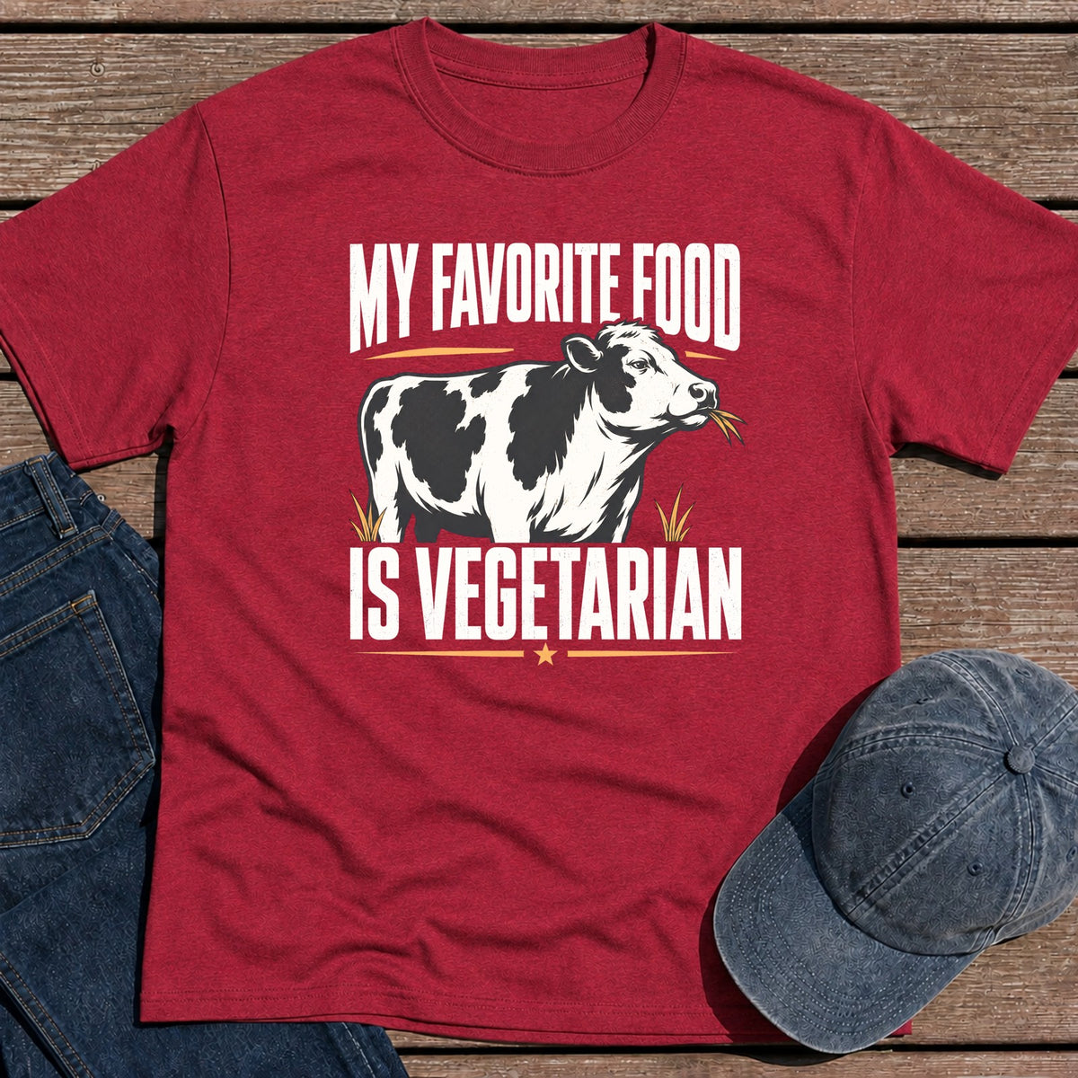 Fav Food T-Shirt - Antique Cherry Red
