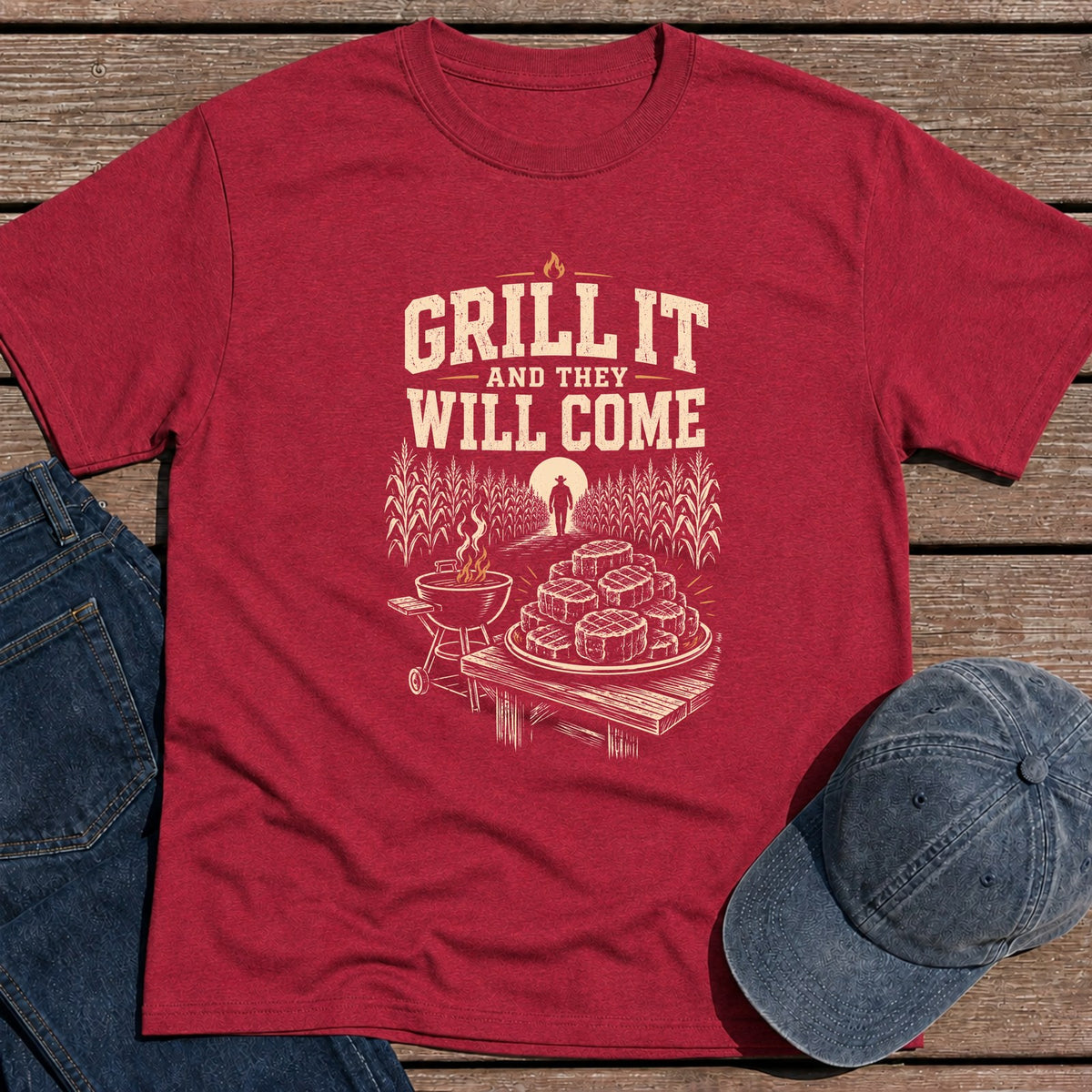 Field of Fillets T-Shirt - Antique Cherry Red