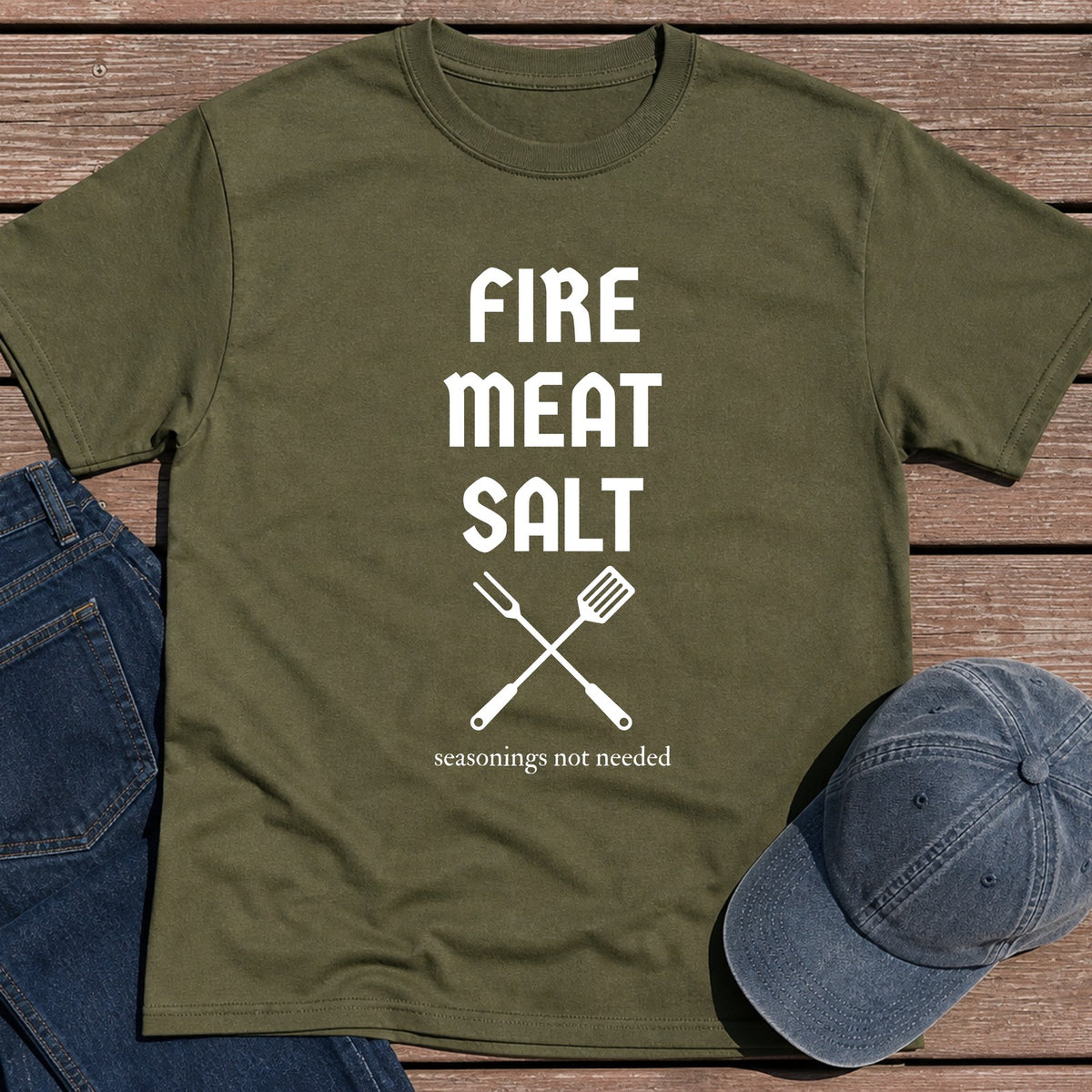 Fire Meat Salt T-Shirt - Military Green