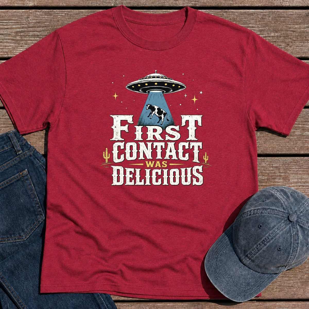 First Contact T-Shirt - Antique Cherry Red