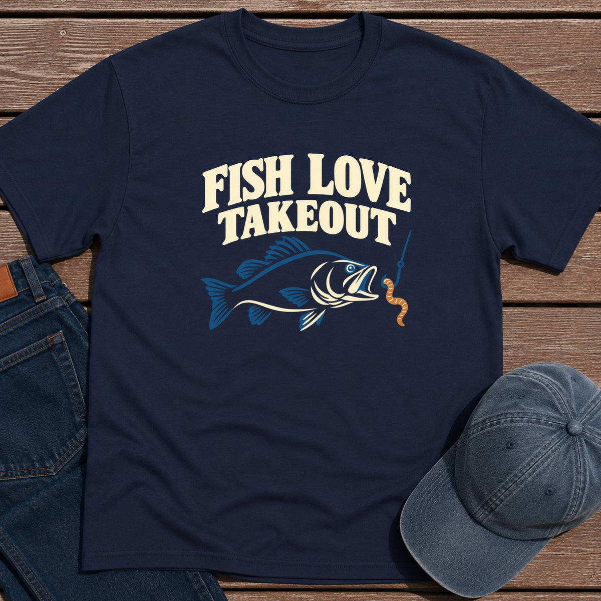 Fish Takeout T-Shirt - Navy