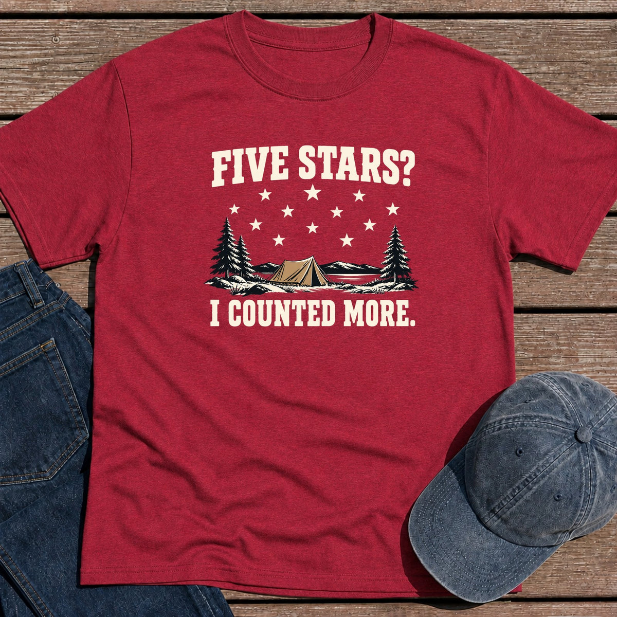 Five Stars T-Shirt - Antique Cherry Red