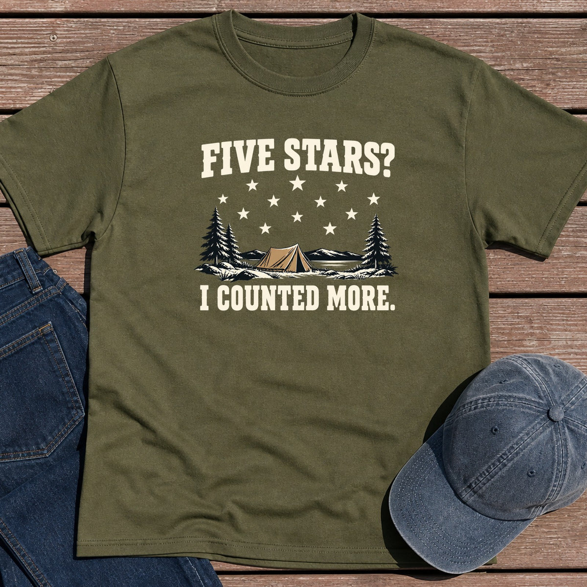 Five Stars T-Shirt - Military Green