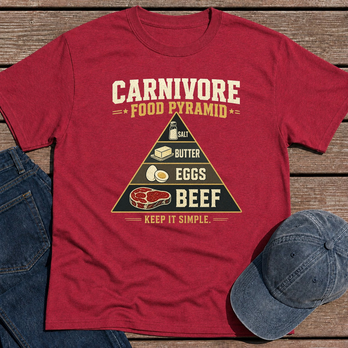 Food Pyramid T-Shirt - Antique Cherry Red