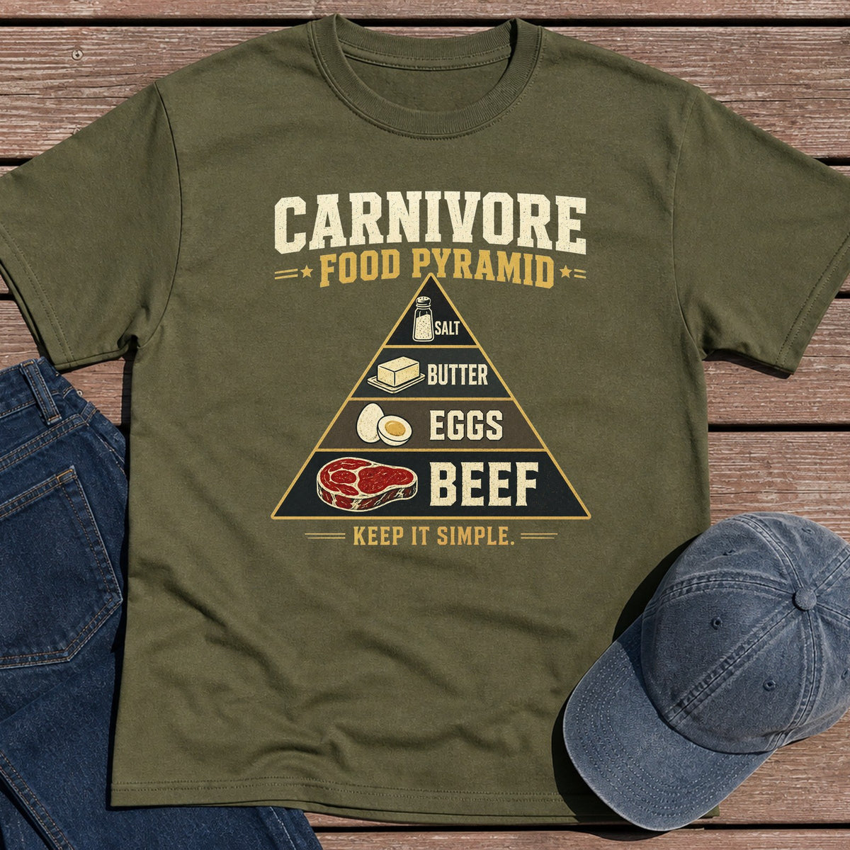 Food Pyramid T-Shirt - Military Green