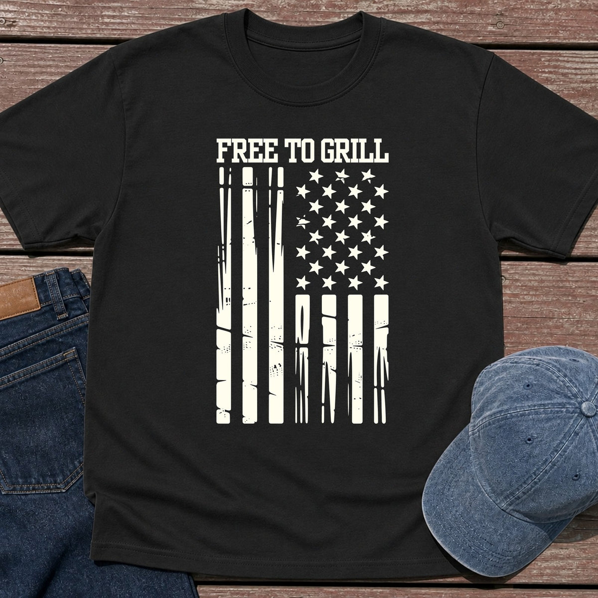 Free To Grill T-Shirt - Black