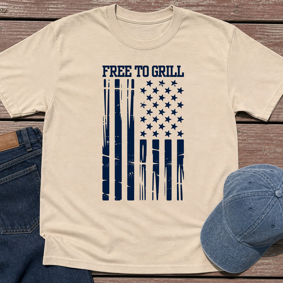 Free To Grill T-Shirt - Sand