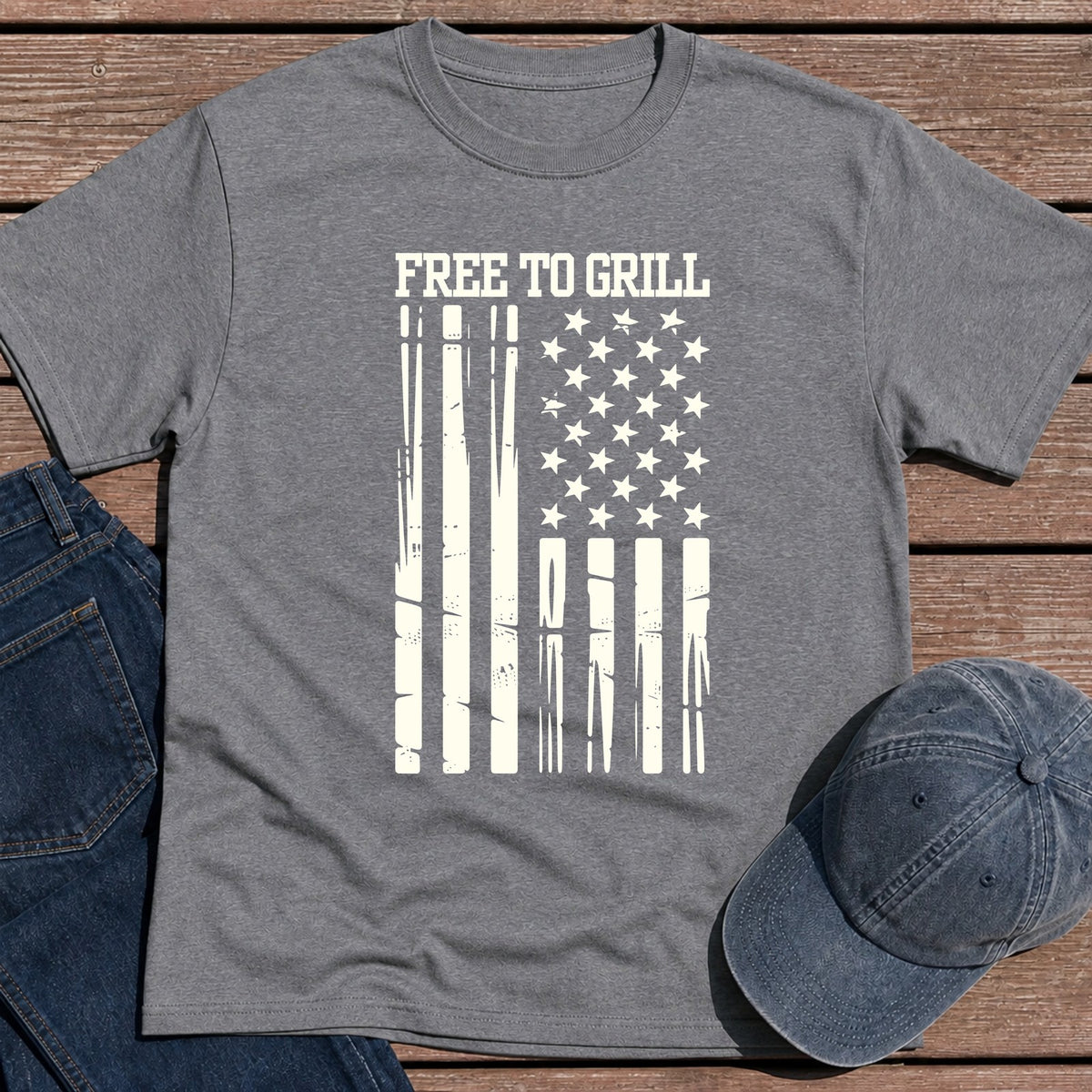 Free To Grill T-Shirt - Tweed