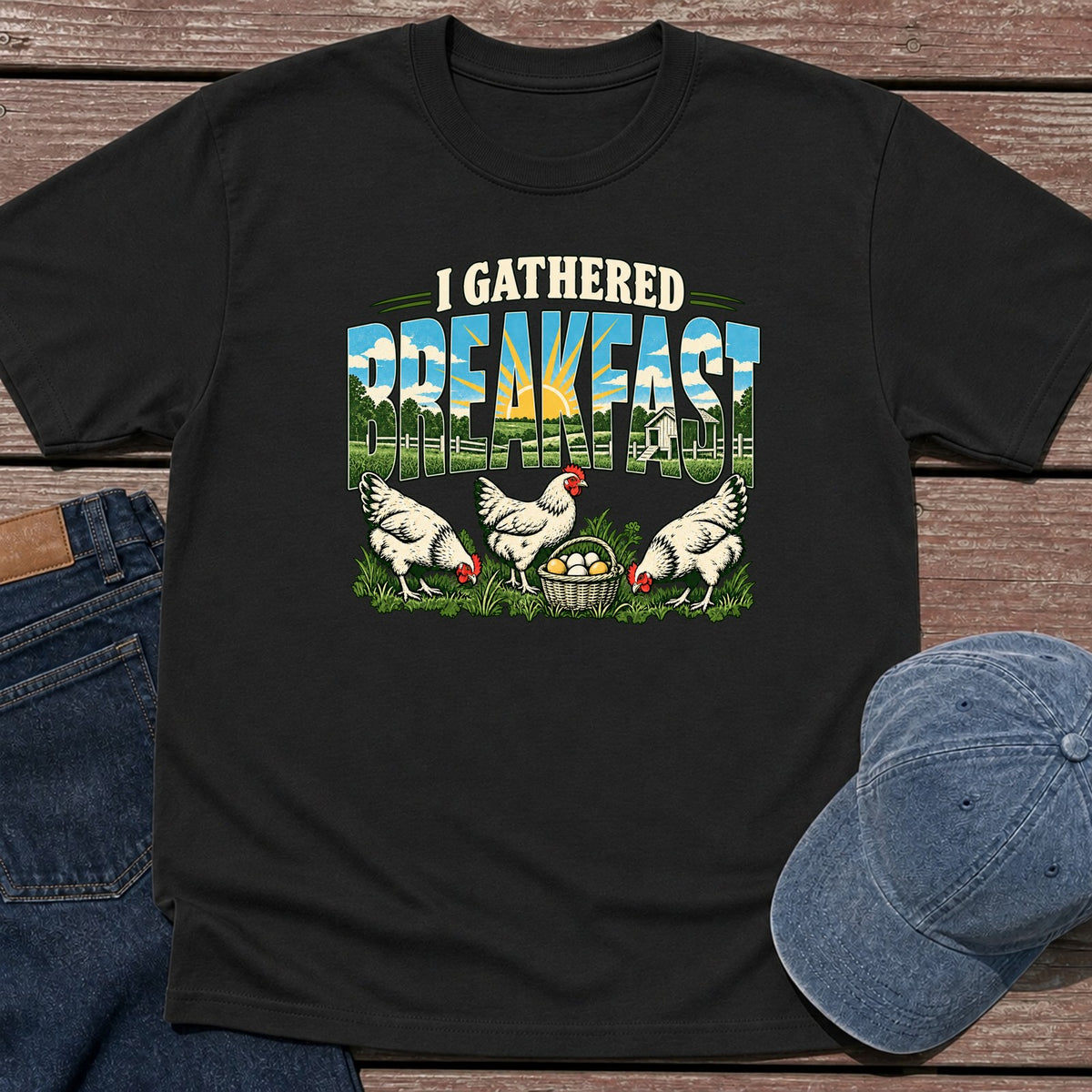 Gathered Breakfast T-Shirt - Black