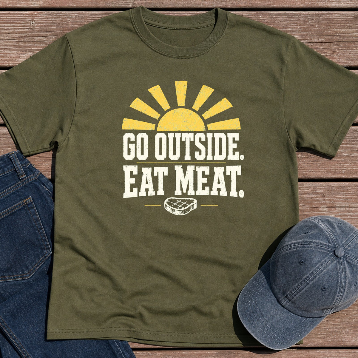 Go Outside T-Shirt - Military Green