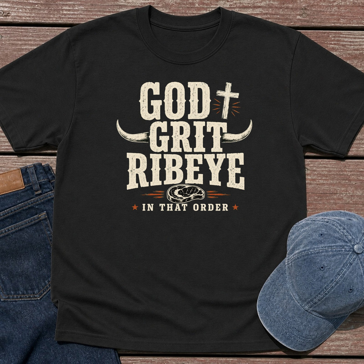 God Grit Ribeye T-Shirt - Black