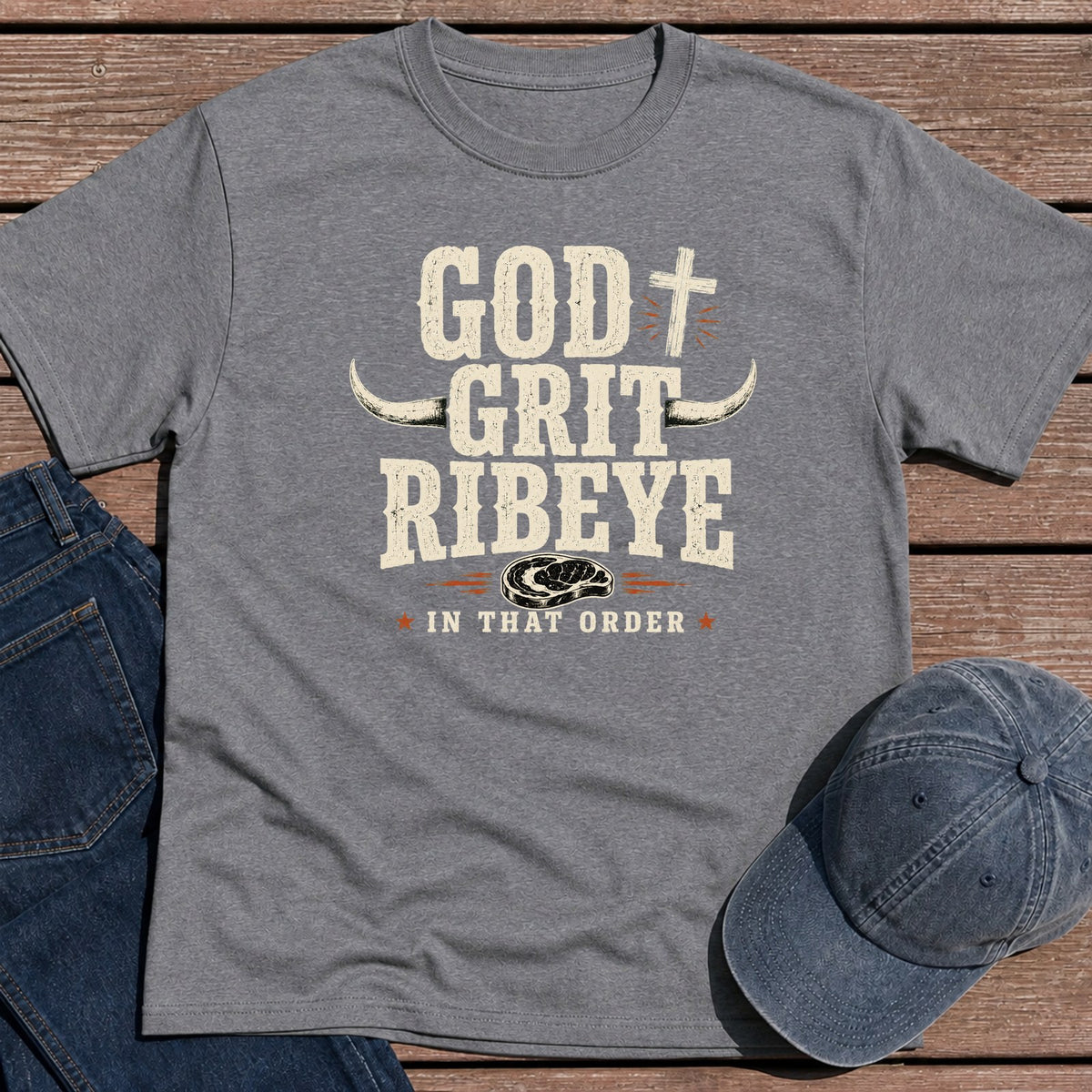 God Grit Ribeye T-Shirt - Tweed