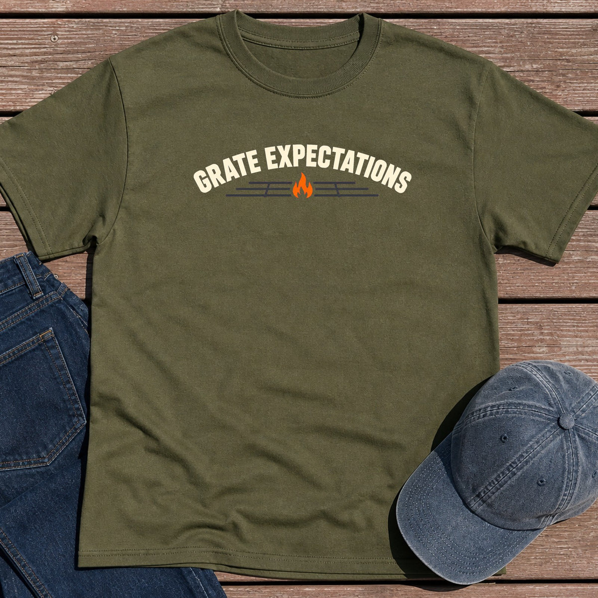 Grate Expectations T-Shirt - Military Green