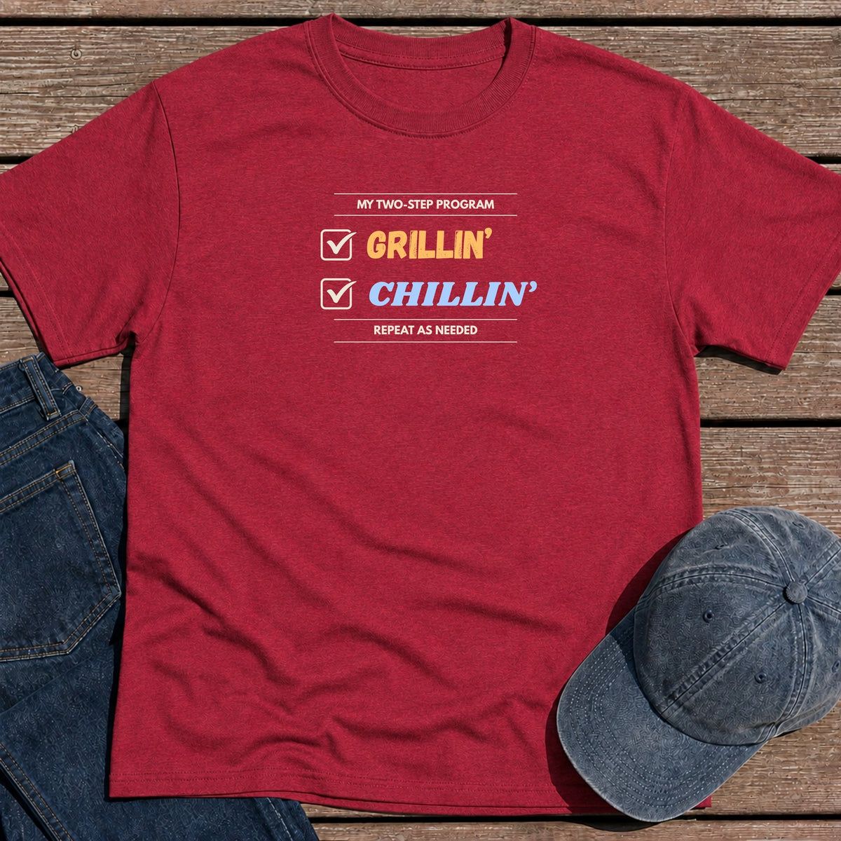 Grill & Chill T-Shirt - Antique Cherry Red