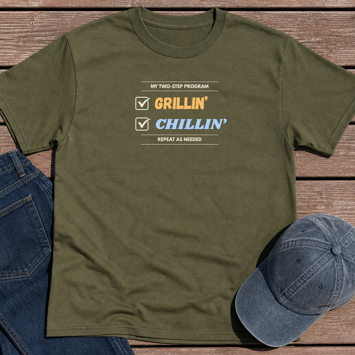 Grill & Chill T-Shirt - Military Green