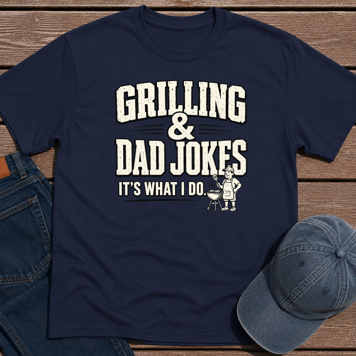 Grill Dad Jokes T-Shirt - Navy