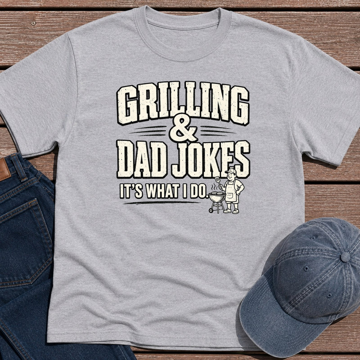 Grill Dad Jokes T-Shirt - Sport Grey