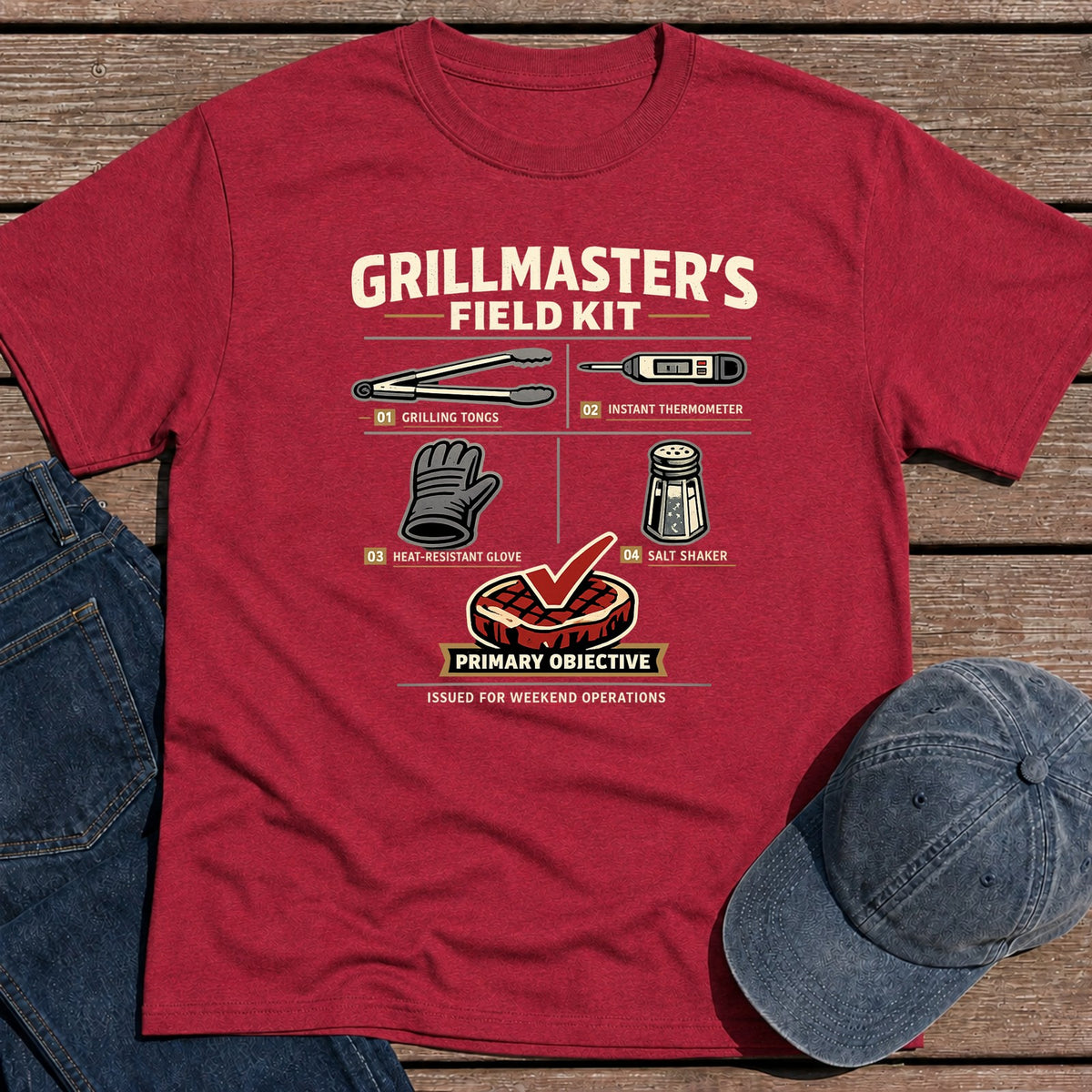 Grill Field Kit T-Shirt - Antique Cherry Red