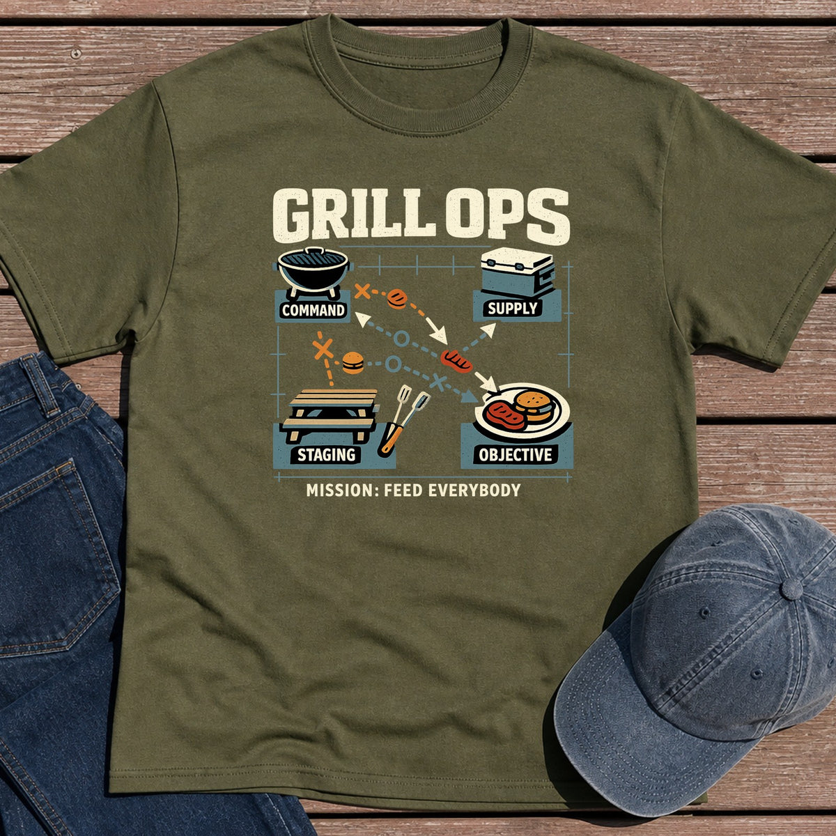 Grill Ops T-Shirt - Military Green