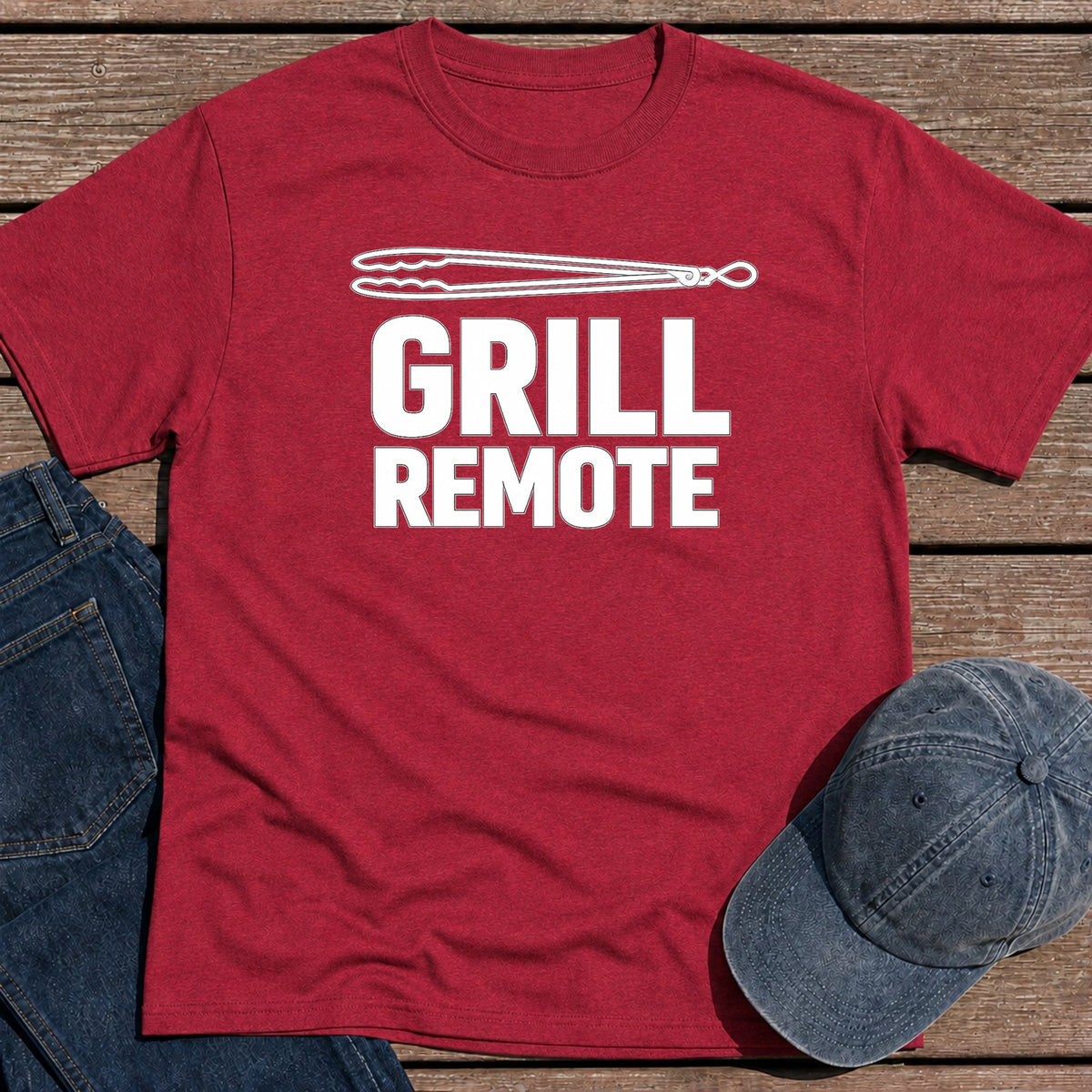 Grill Remote T-Shirt - Antique Cherry Red