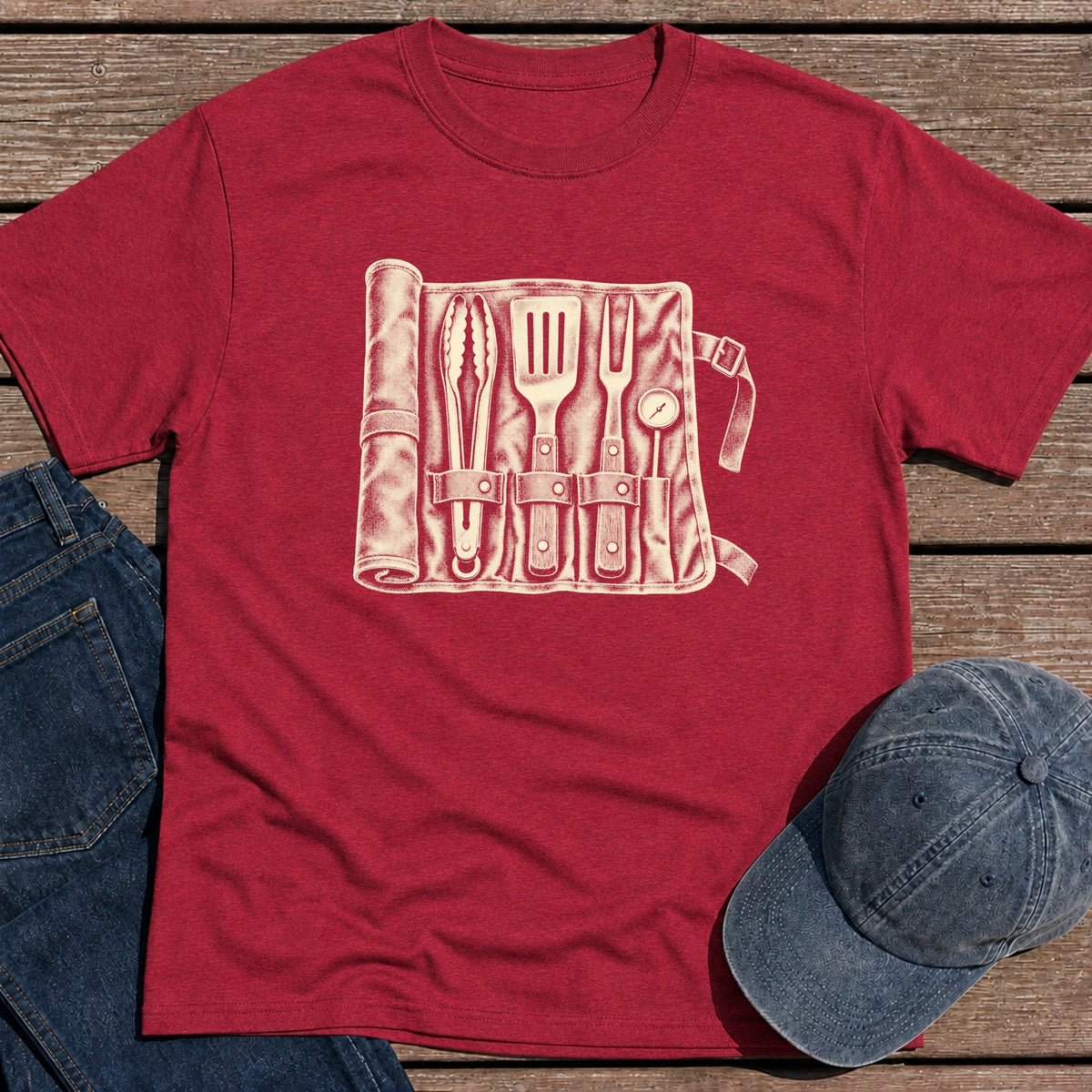 Grill Roll T-Shirt - Antique Cherry Red