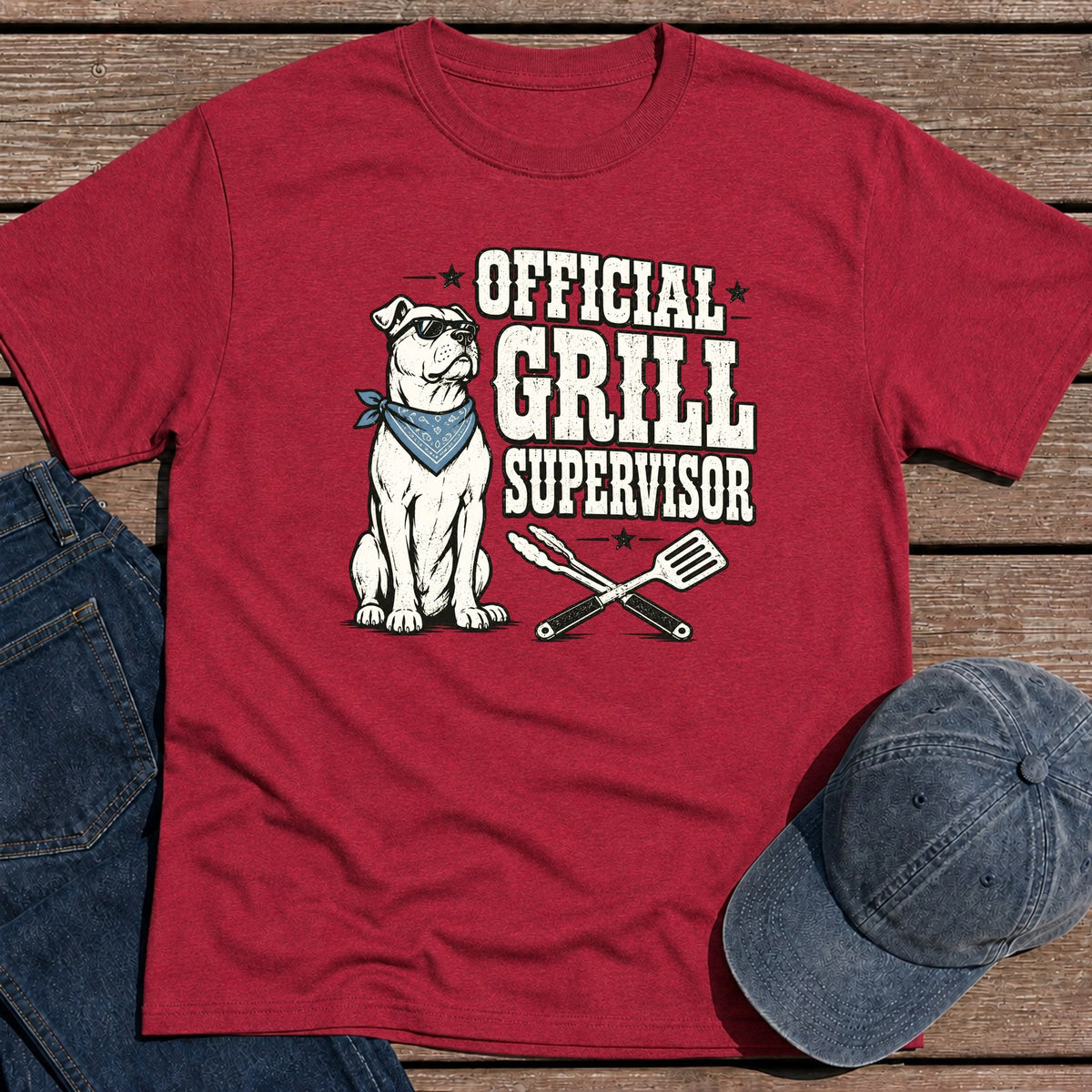 Grill Supervisor T-Shirt - Antique Cherry Red