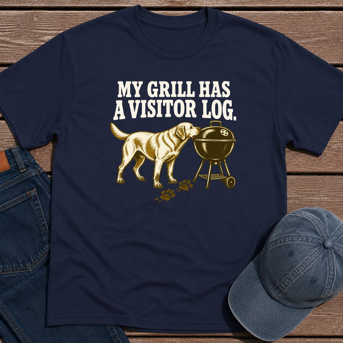 Grill Visitor Log T-Shirt - Navy