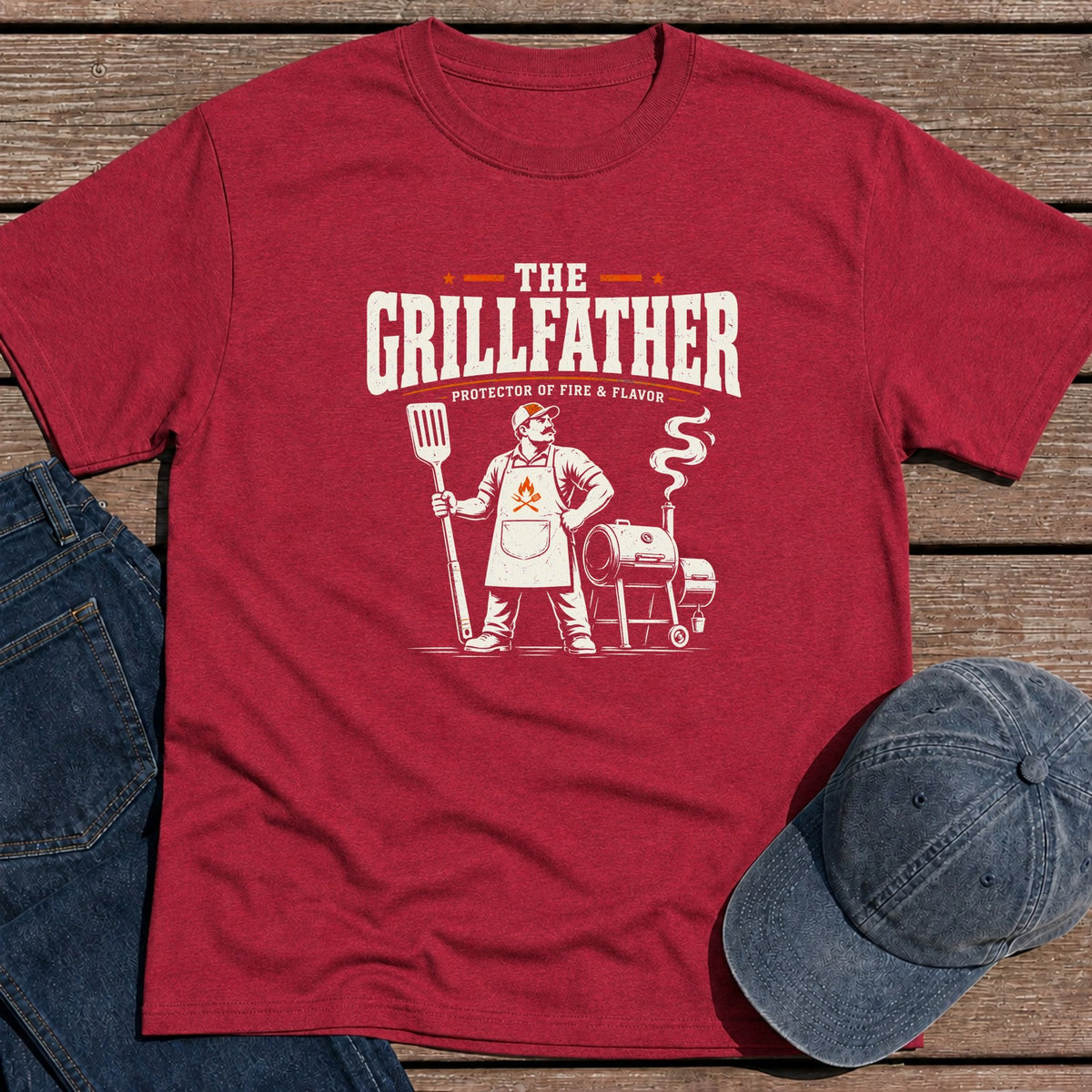 Grillfather T-Shirt - Antique Cherry Red