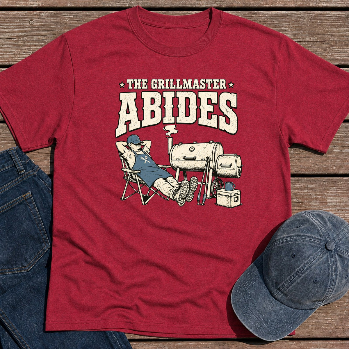 Grillmaster Abides T-Shirt - Antique Cherry Red