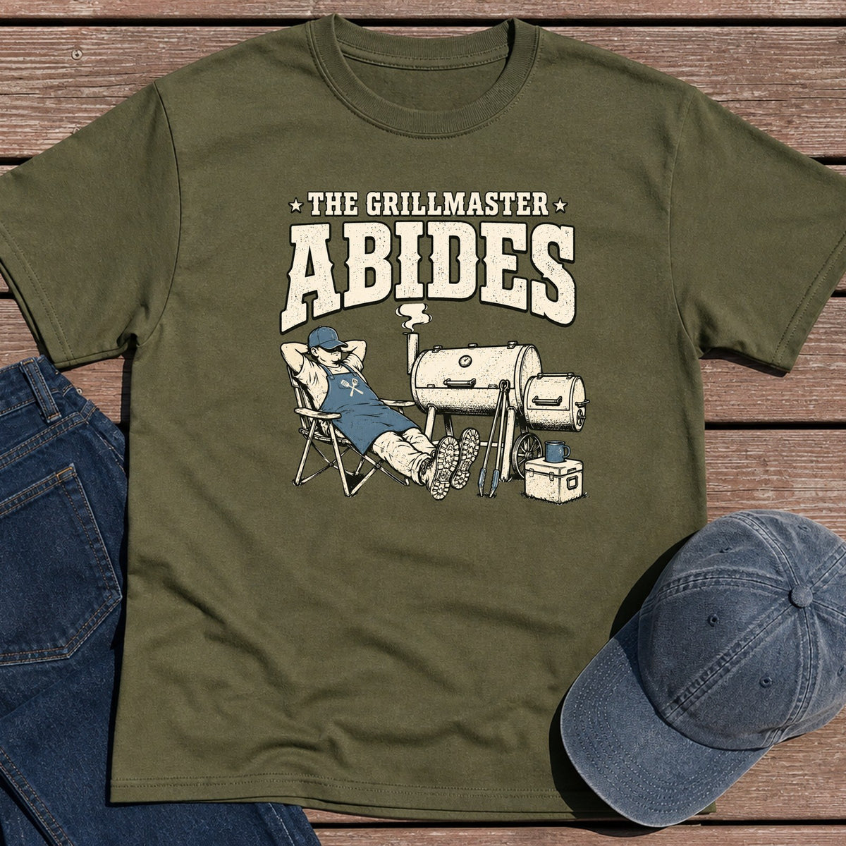 Grillmaster Abides T-Shirt - Military Green