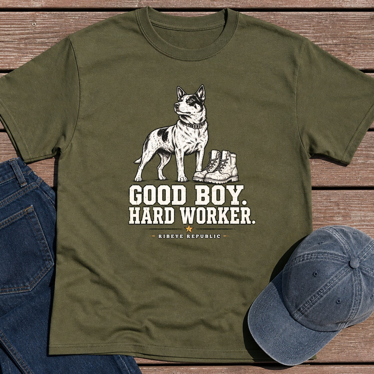 Hard Worker T-Shirt - Military Green