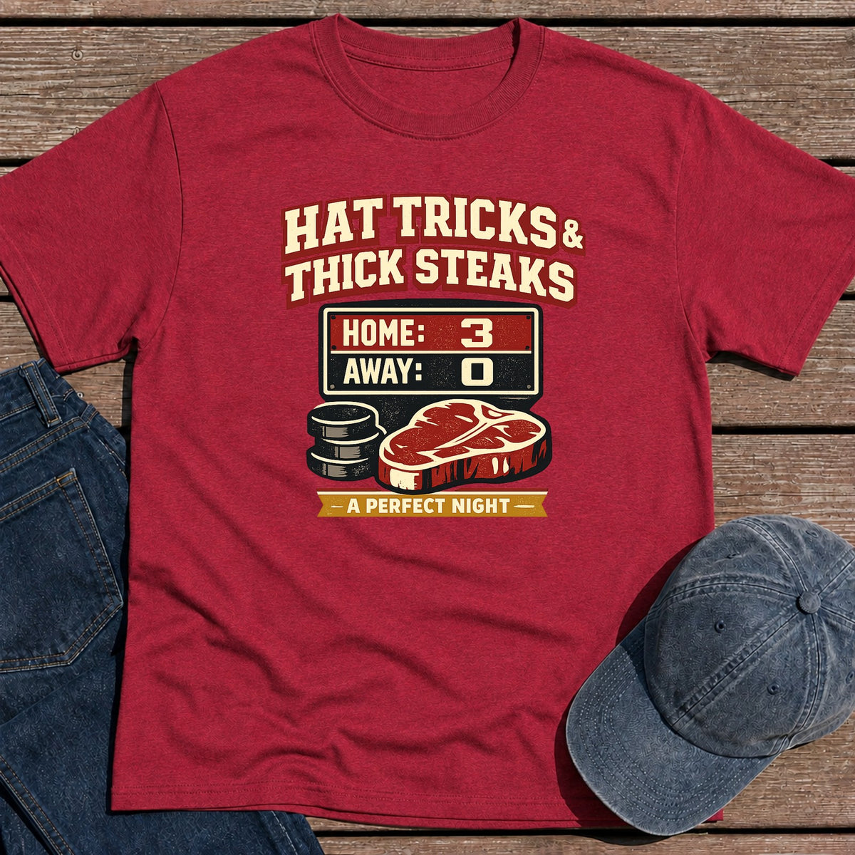 Hat Tricks T-Shirt - Antique Cherry Red