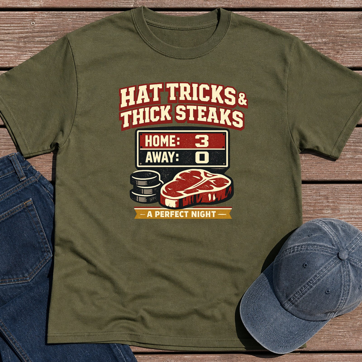 Hat Tricks T-Shirt - Military Green