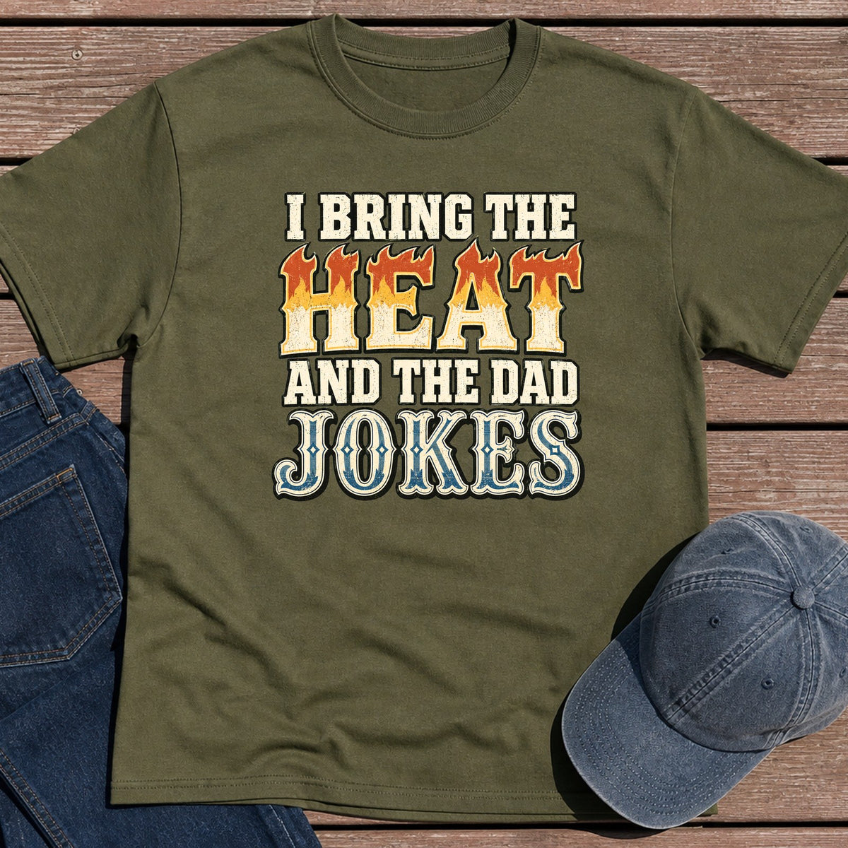 Heat & Jokes T-Shirt - Military Green