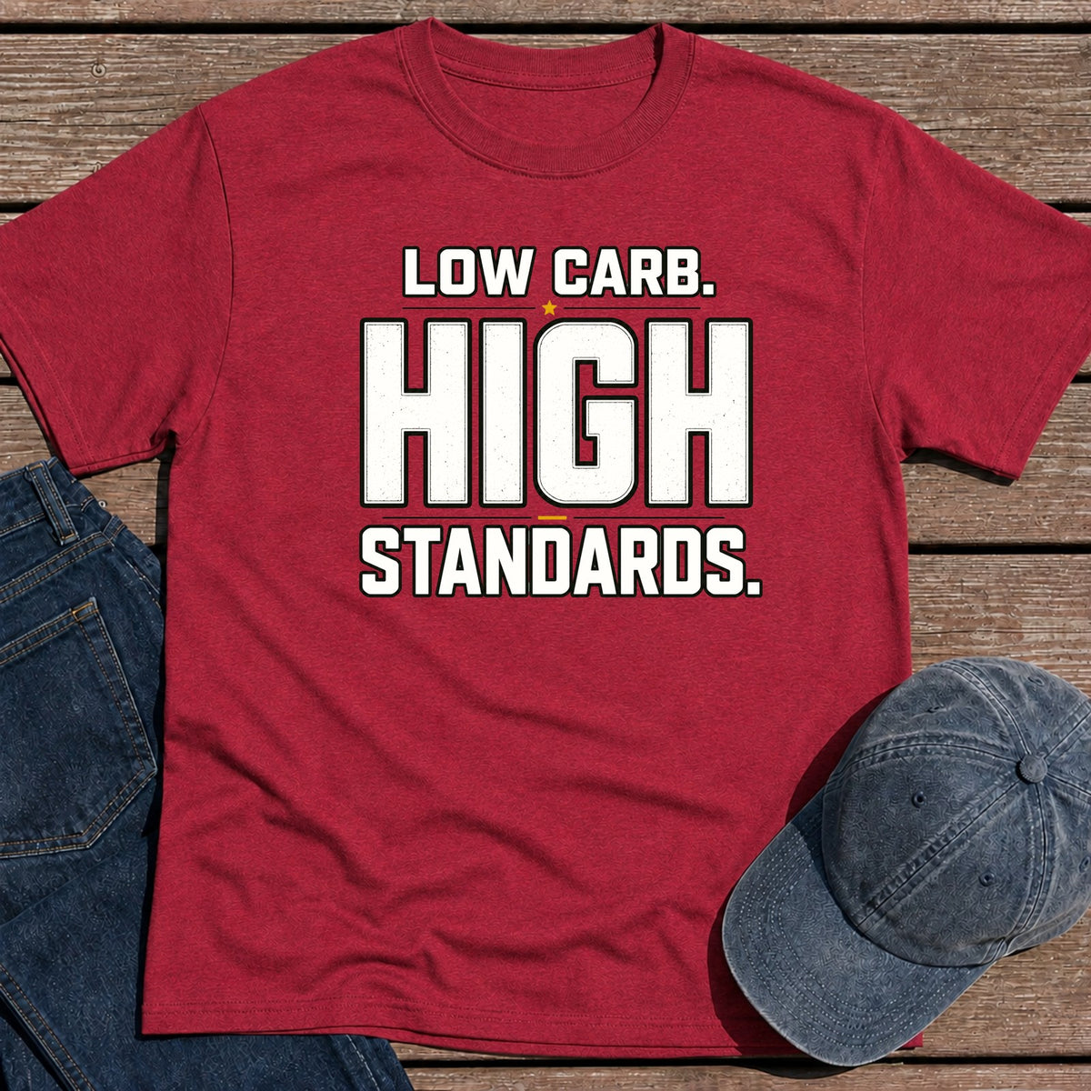Low Carb Standards T-Shirt - Antique Cherry Red
