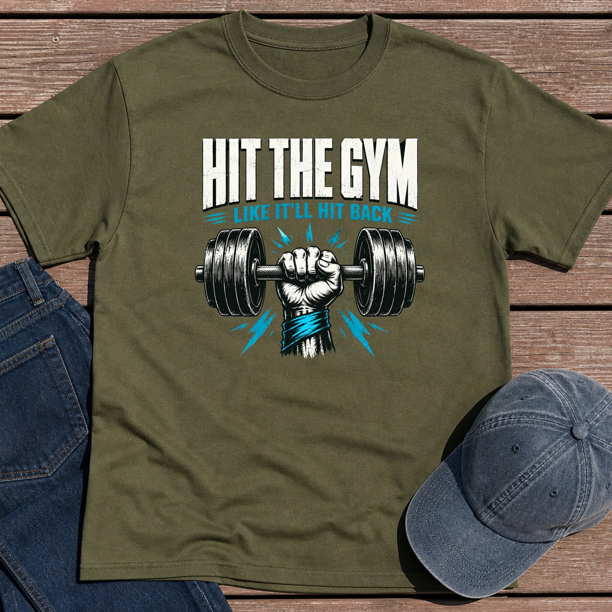 Hit the Gym T-Shirt - Military Green