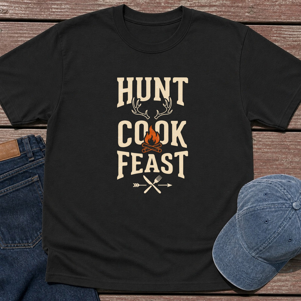 Hunt Cook Feast T-Shirt - Black